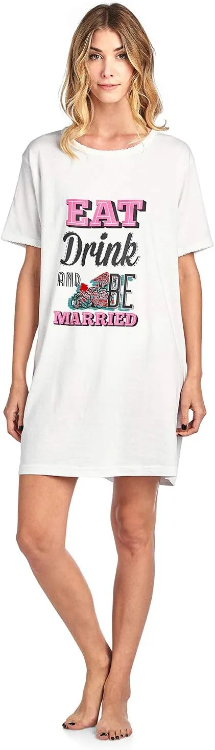 Casual Nights Short Sleeve Nightgowns for Women - Sleep Shirts Soft Cotton Blend Oversized One Size Dorm Night Shirts