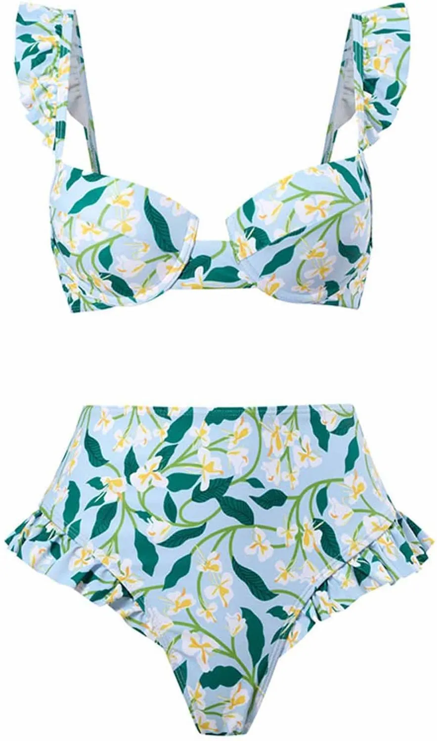 Cbcbtwo Swim Suits for Women 2025 Bathing Suit with Maxi Wrap Skirts 2 PC Floral Print Swimsuit Tummy Control One-Pieces Sets