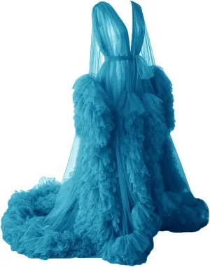 Changuan Tulle Robe Maternity Dress for Photoshoot Long Sheer Pregnancy Gown Bridal Roebs Baby Shower Lingerie Nightgown