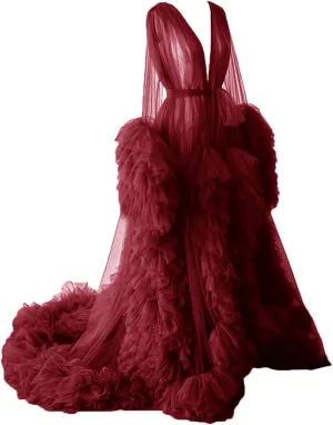 Changuan Tulle Robe Maternity Dress for Photoshoot Long Sheer Pregnancy Gown Bridal Roebs Baby Shower Lingerie Nightgown