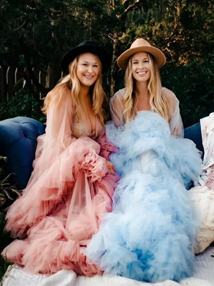 Changuan Tulle Robe Maternity Dress for Photoshoot Long Sheer Pregnancy Gown Bridal Roebs Baby Shower Lingerie Nightgown