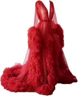 Changuan Tulle Robe Maternity Dress for Photoshoot Long Sheer Pregnancy Gown Bridal Roebs Baby Shower Lingerie Nightgown