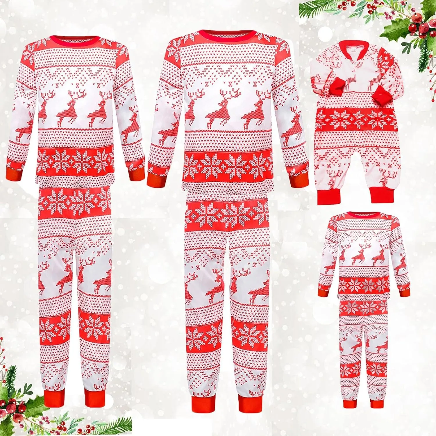 Christmas Pajamas,Family Christmas Pjs Matching Sets Holiday Jammies Letter Print Top and Plaid Pants Xmas Sleepwear