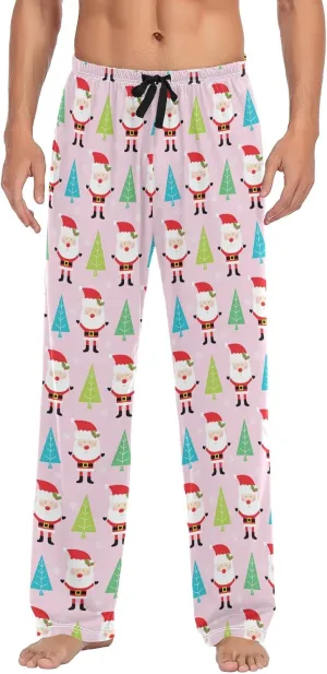 Christmas Santa Claus Tree Pink Men's Pajama Pants Sleepwear Lounge Pajama Bottoms