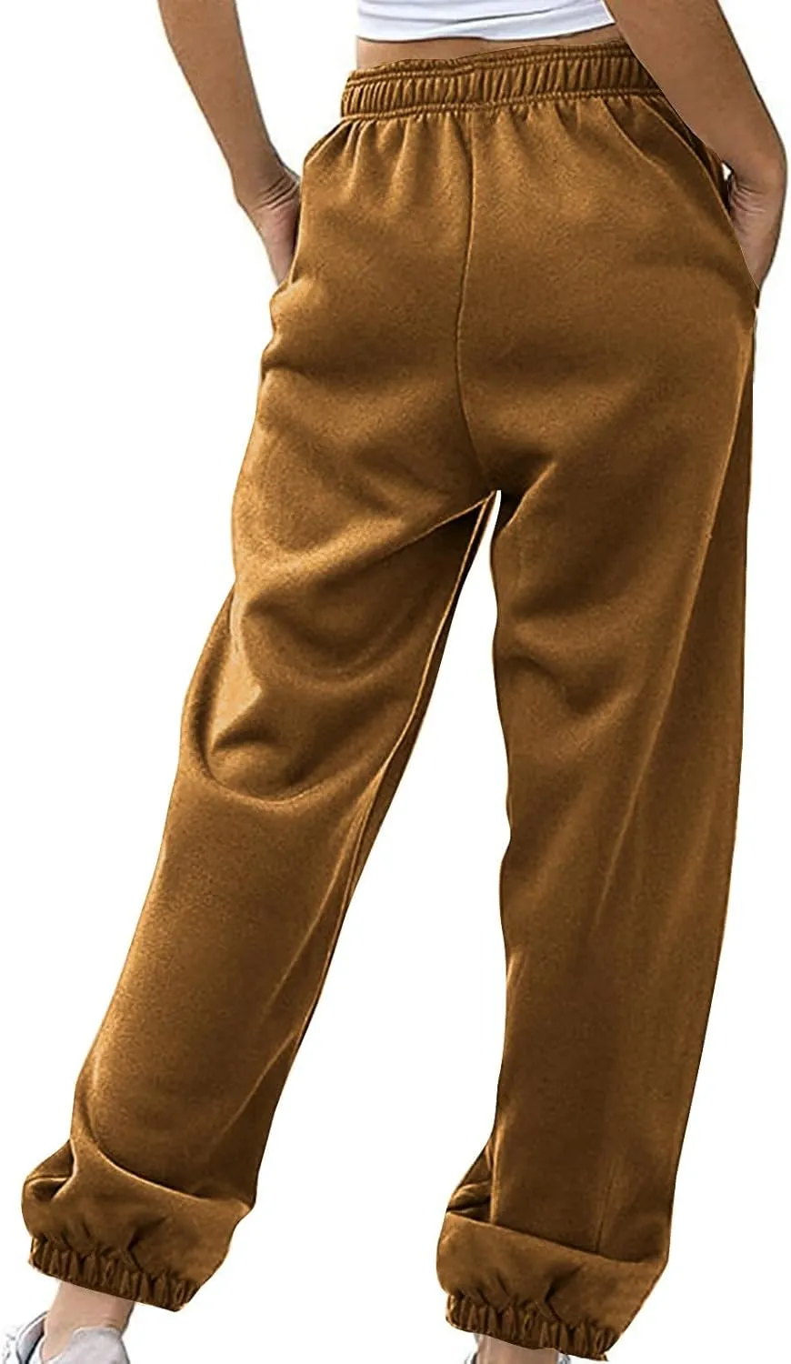 Cinch Bottom Sweatpants for Women Casual High Waisted Athletic Jogger Pants Baggy Workout Lounge Trousers with Pockets