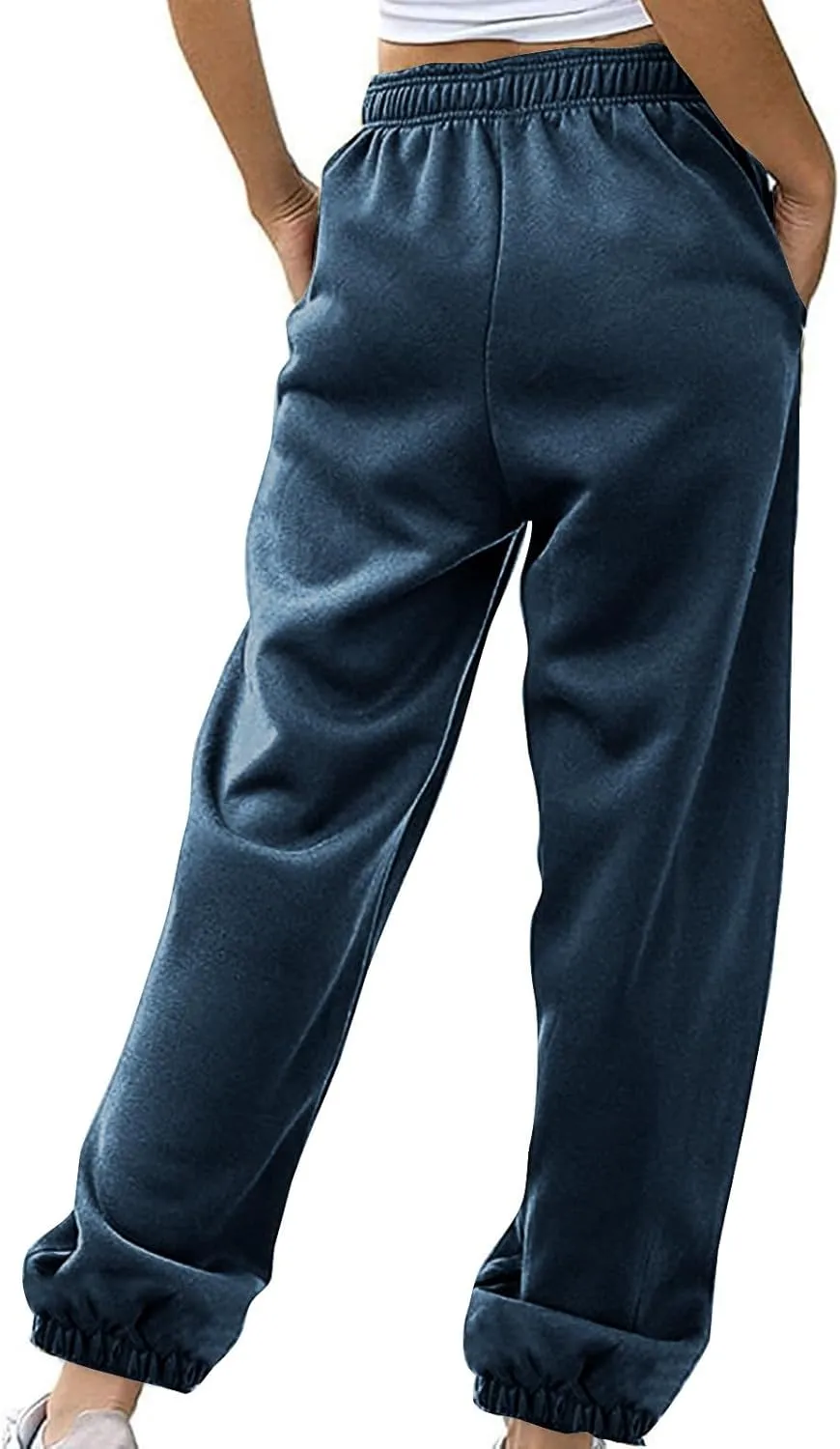 Cinch Bottom Sweatpants for Women Casual High Waisted Athletic Jogger Pants Baggy Workout Lounge Trousers with Pockets