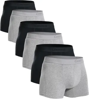 Comfneat Men's 6-Pack Trunks Cotton Spandex Underwear