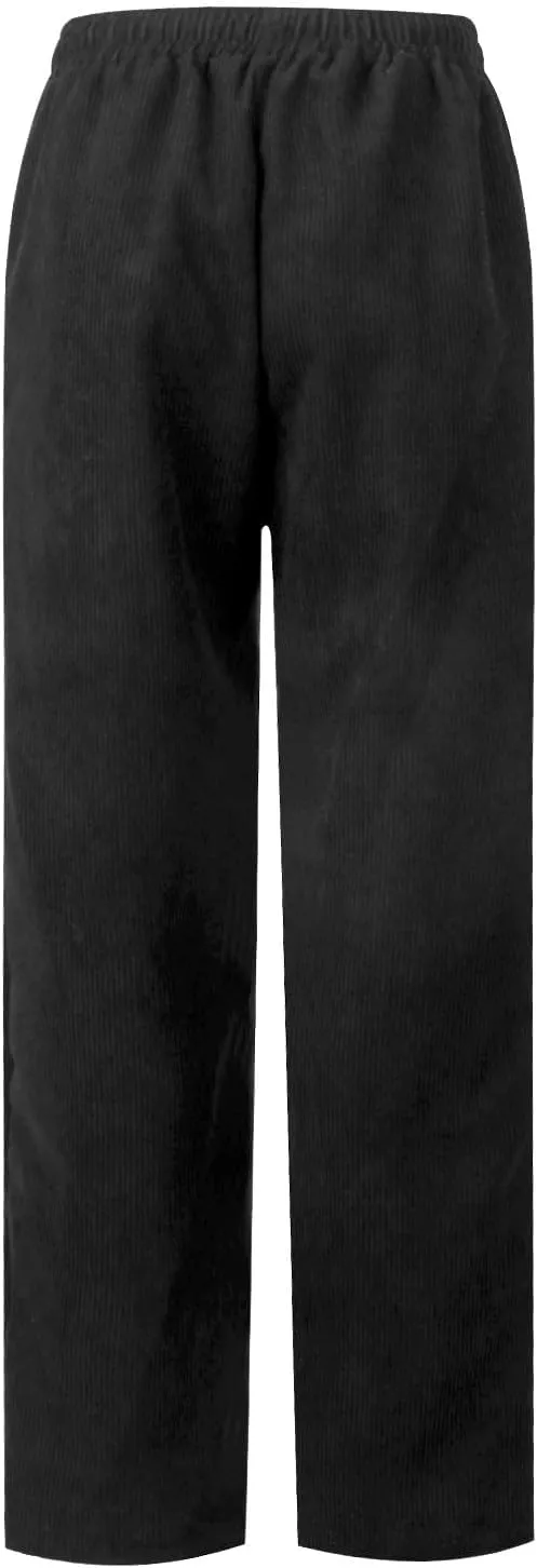 Corduroy Pants Women Casual Elastic High Waisted Straight Leg Pants Soft Comfy Drawstring Lounge Trousers