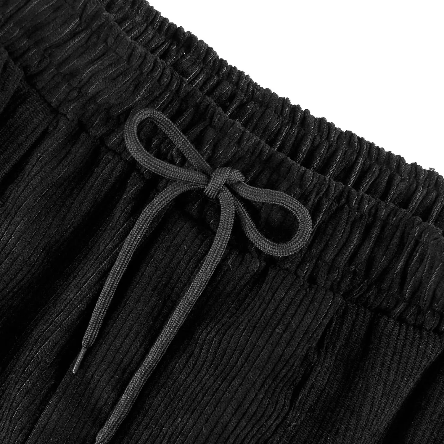 Corduroy Pants Women Casual Elastic High Waisted Straight Leg Pants Soft Comfy Drawstring Lounge Trousers