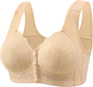 Daisy Lace Bras for Women Front Closure No Underwire Comfort Underwear Breathable Anti-Sagging Breasts Wireless Bra