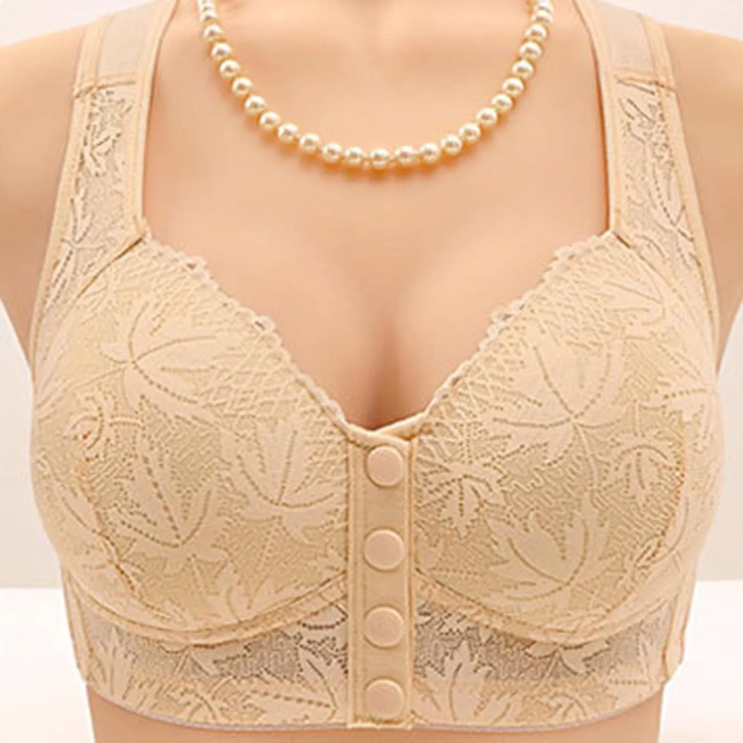 Daisy Lace Bras for Women Front Closure No Underwire Comfort Underwear Breathable Anti-Sagging Breasts Wireless Bra