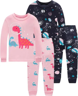 Dolphin&Fish Boys and Girls Soft Pajamas 100% Cotton Toddler Pjs Long Sleeve Kid Sleepwear Sets