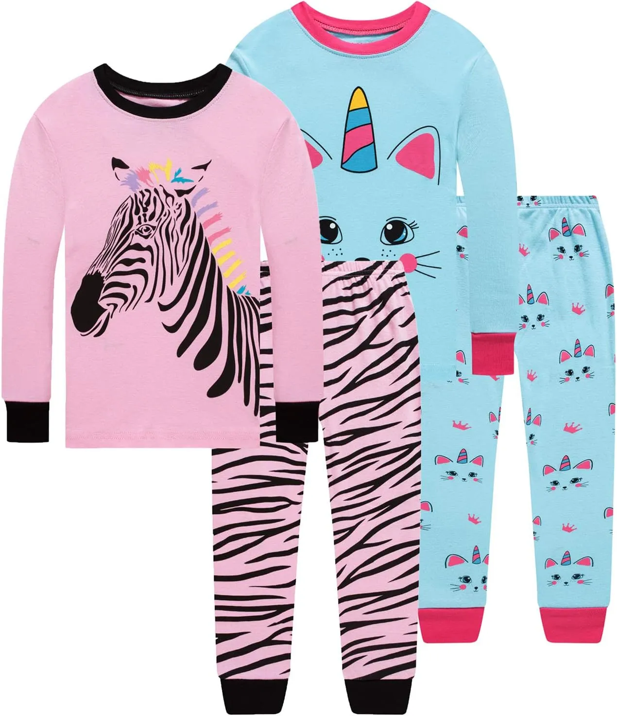 Dolphin&Fish Boys and Girls Soft Pajamas 100% Cotton Toddler Pjs Long Sleeve Kid Sleepwear Sets