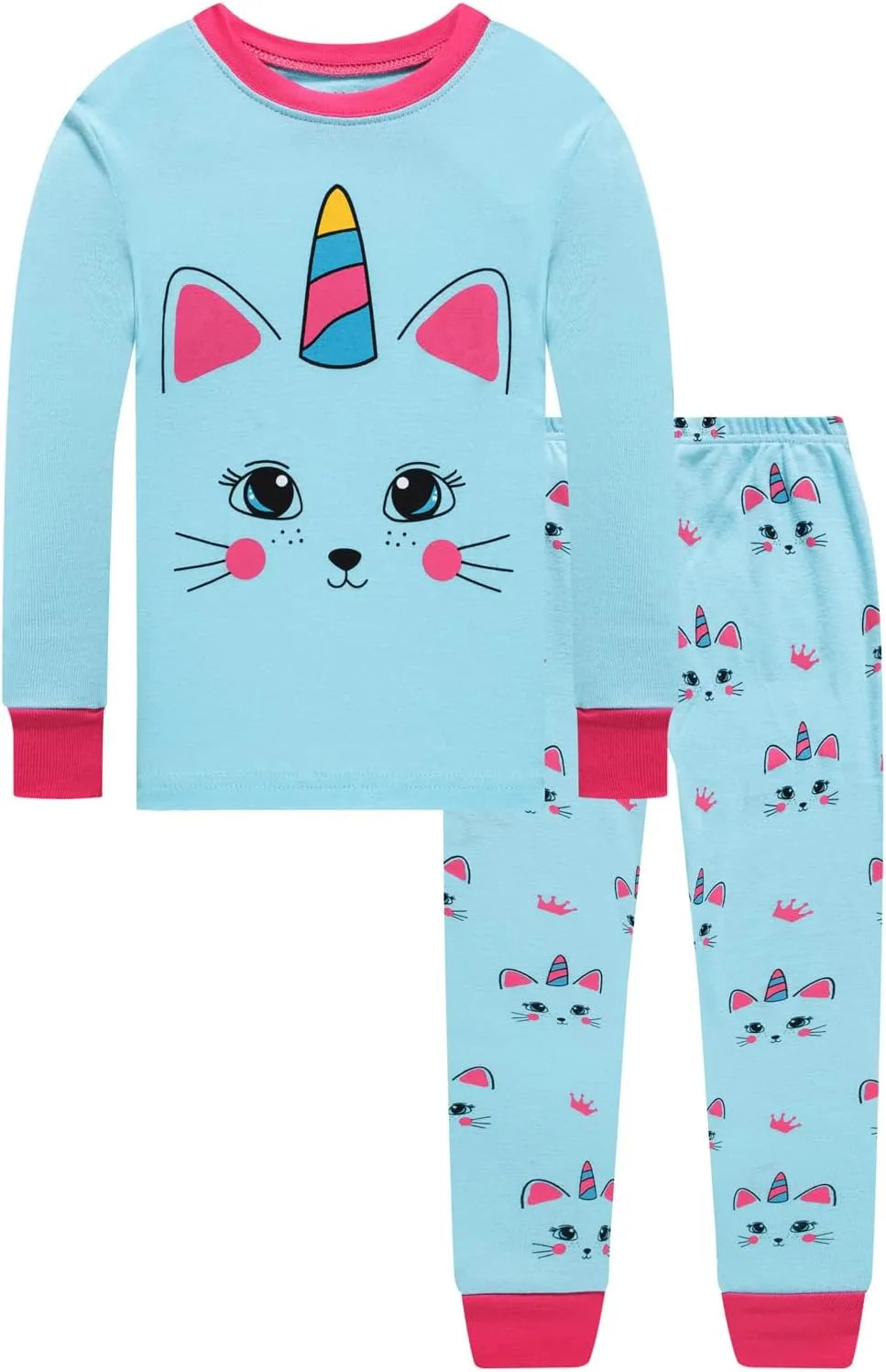 Dolphin&Fish Boys and Girls Soft Pajamas 100% Cotton Toddler Pjs Long Sleeve Kid Sleepwear Sets