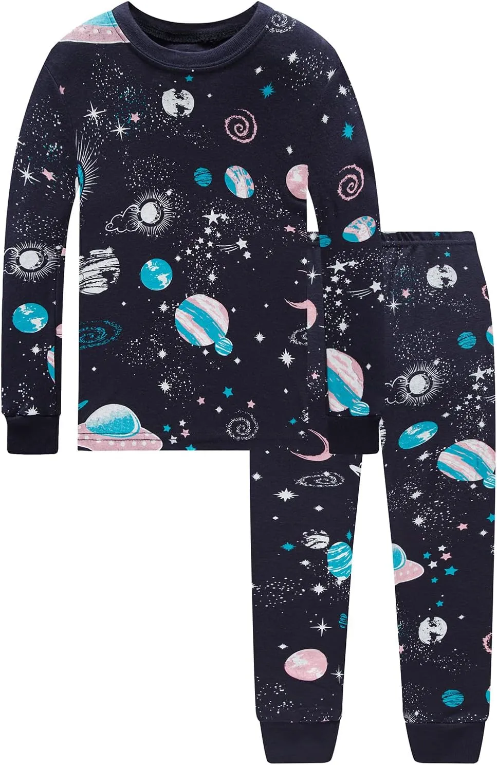 Dolphin&Fish Boys and Girls Soft Pajamas 100% Cotton Toddler Pjs Long Sleeve Kid Sleepwear Sets
