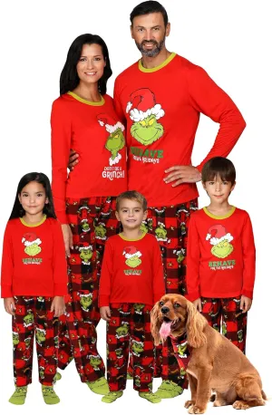 Dr. Seuss Grinch Christmas Pajamas With Matching Socks - Matching Family Adult Kids Pajama Sets