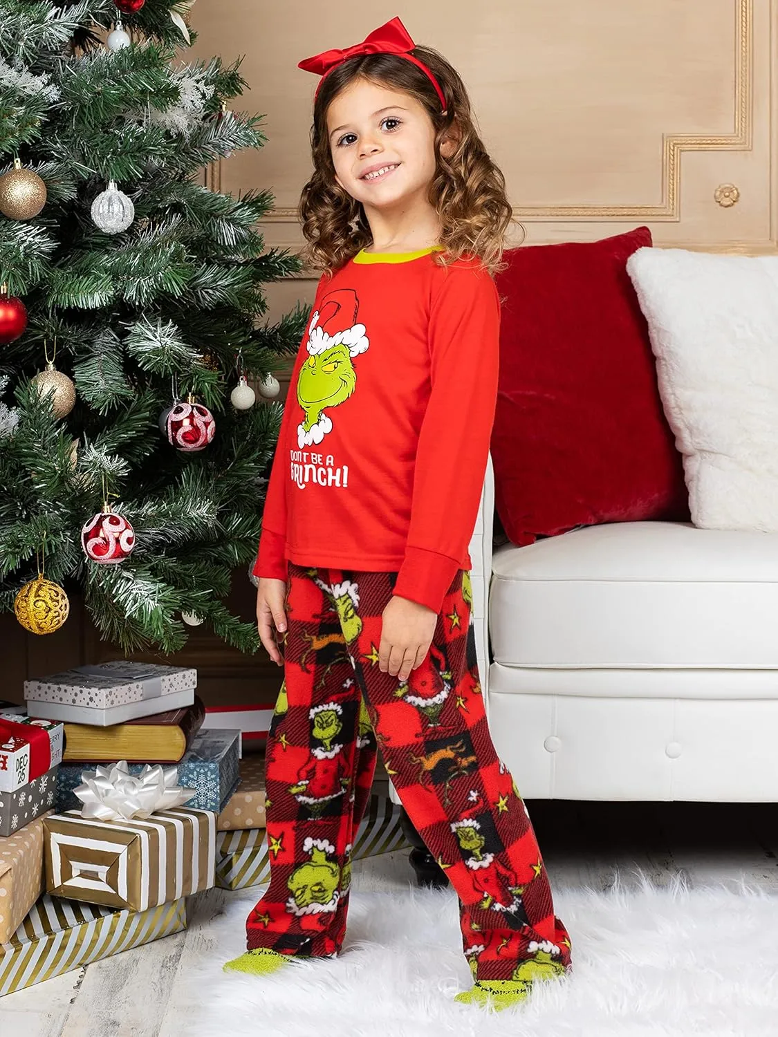 Dr. Seuss Grinch Christmas Pajamas With Matching Socks - Matching Family Adult Kids Pajama Sets