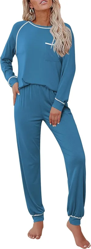 Ekouaer Pajamas Set for Women Soft Comfy Pjs Sets Long Sleeve Sleepwear Loungewear S-XXL