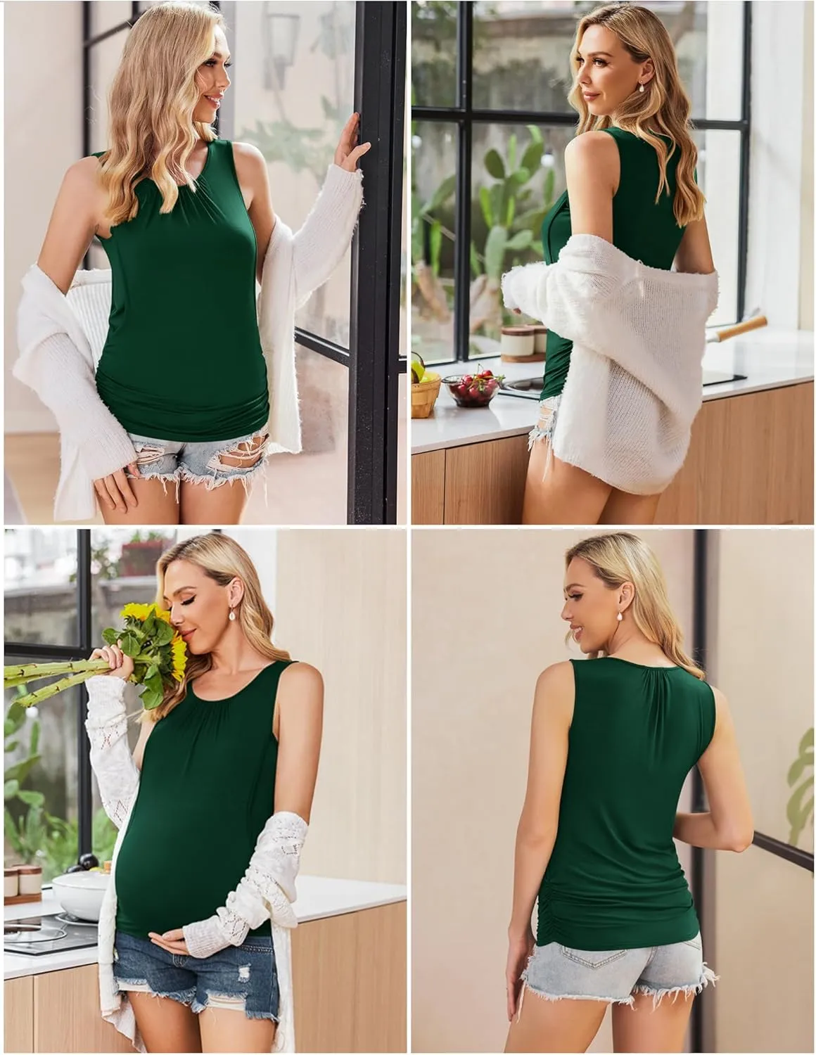 Ekouaer Women's Nursing Tank Tops for Breastfeeding 3 Packs Maternity Shirts Double Layer Pregnancy Clothes S-XXL