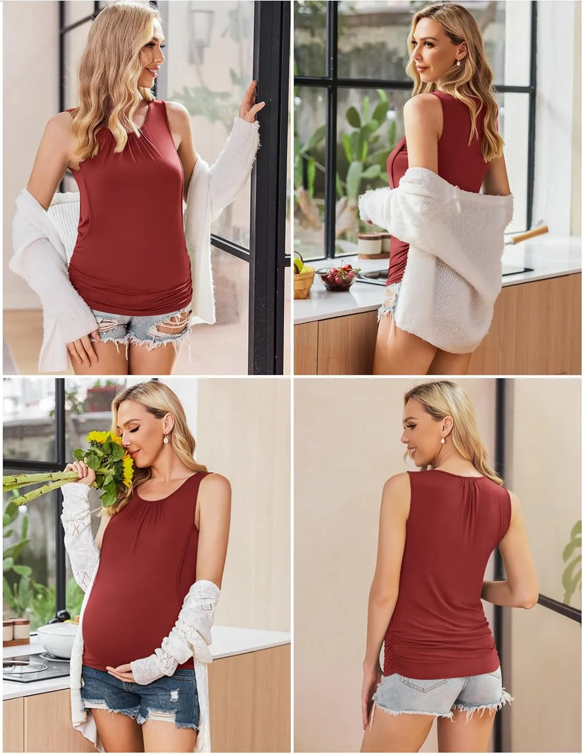 Ekouaer Women's Nursing Tank Tops for Breastfeeding 3 Packs Maternity Shirts Double Layer Pregnancy Clothes S-XXL