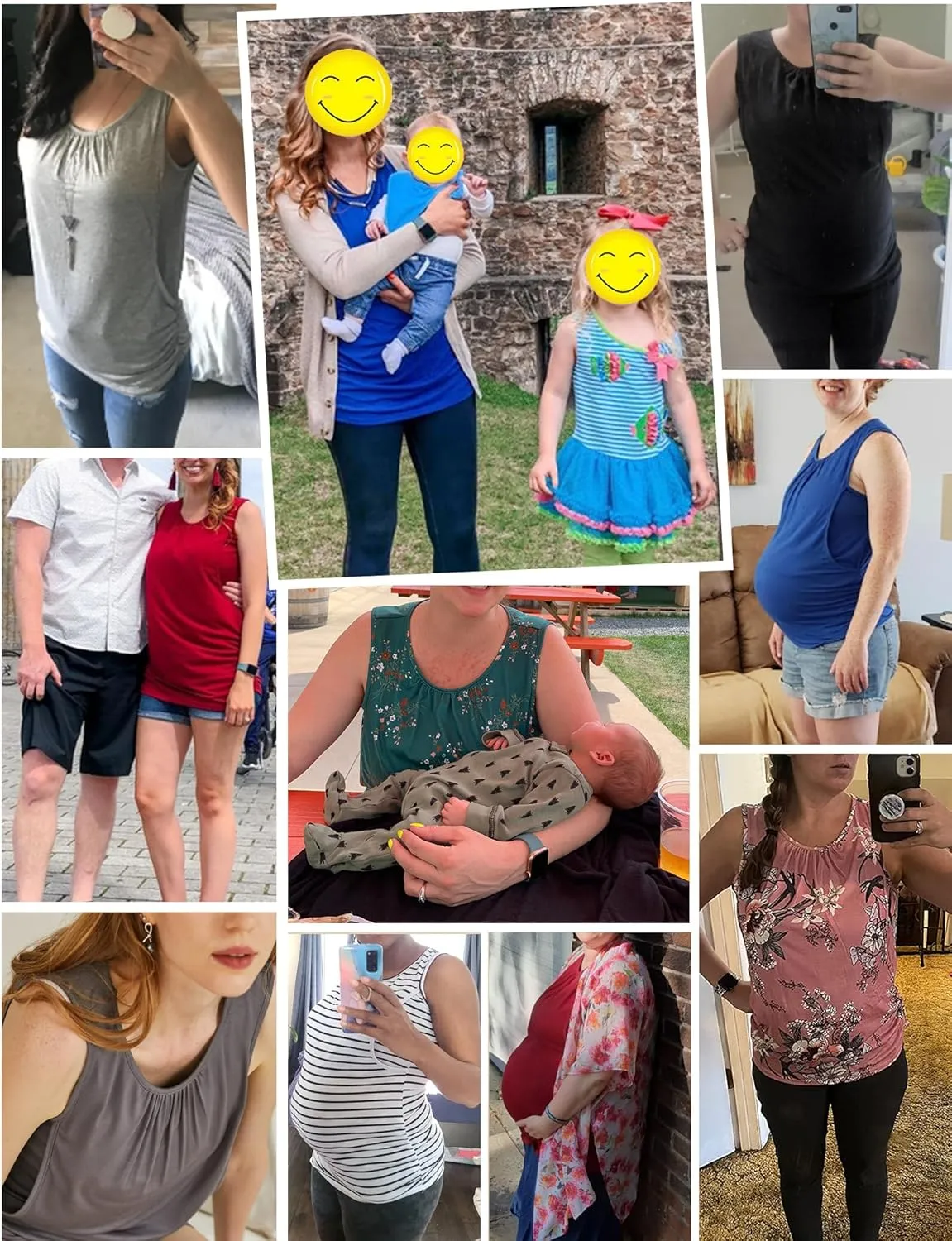 Ekouaer Women's Nursing Tank Tops for Breastfeeding 3 Packs Maternity Shirts Double Layer Pregnancy Clothes S-XXL