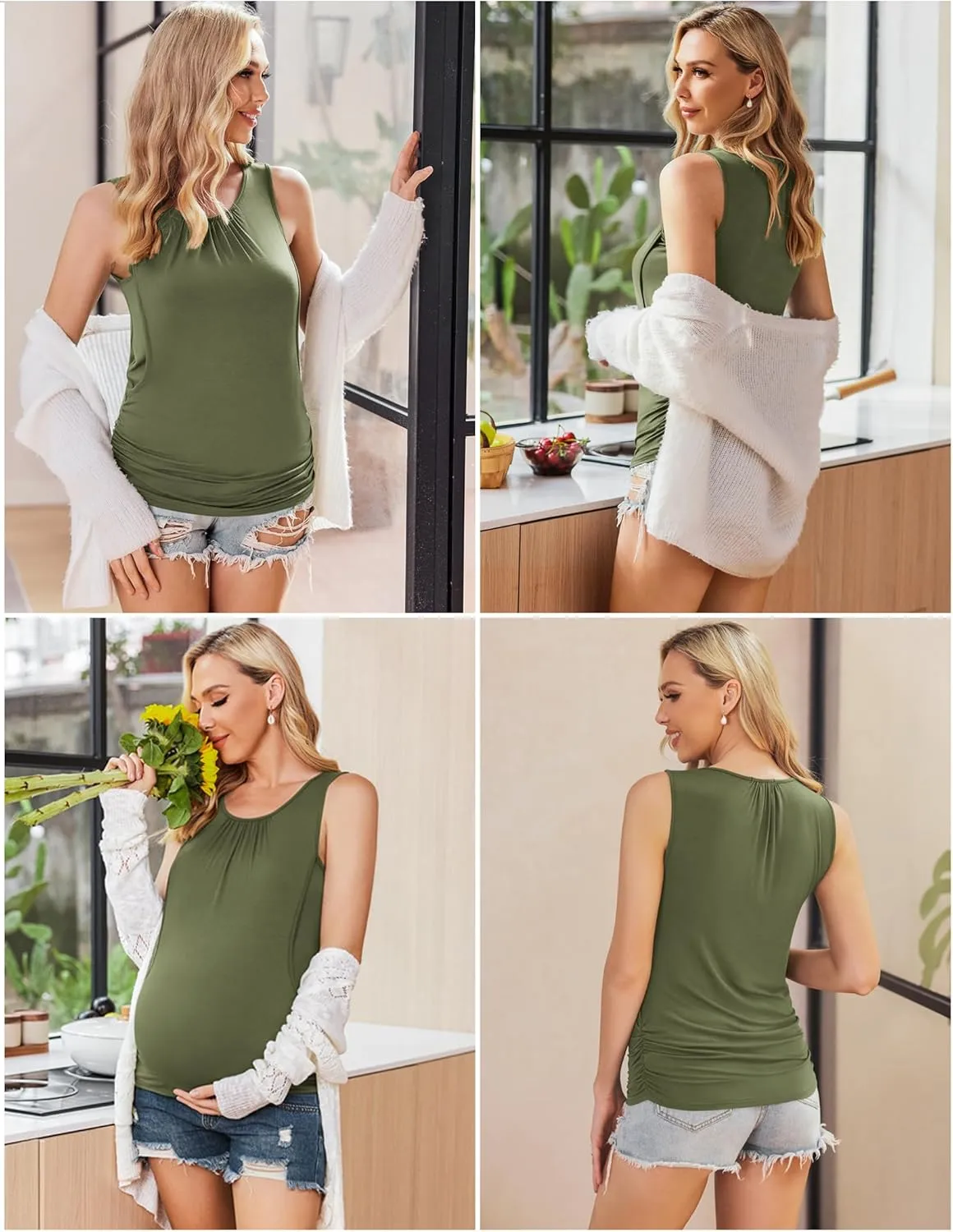 Ekouaer Women's Nursing Tank Tops for Breastfeeding 3 Packs Maternity Shirts Double Layer Pregnancy Clothes S-XXL