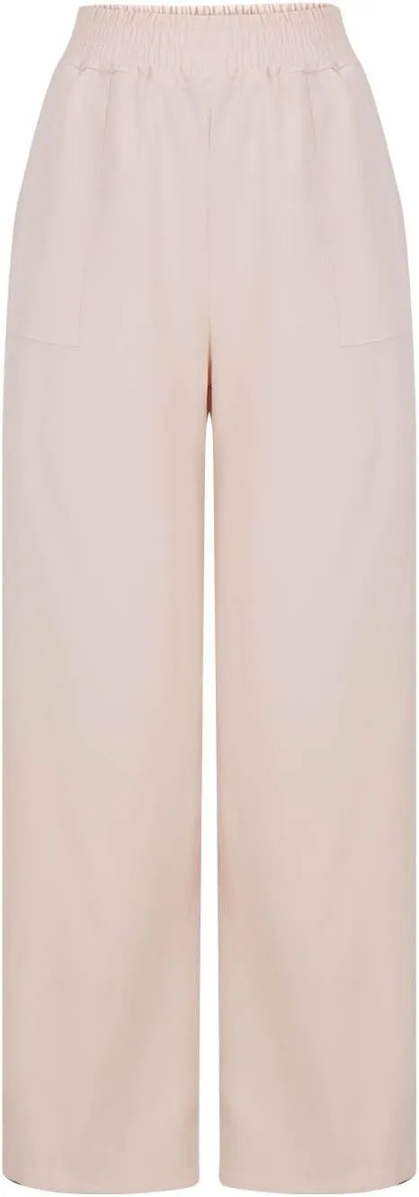 Flowy Pants for Women Flowy Beach Pants Linen Palazzo Pants Summer Elastic Pants Workout Soft Pants Long Trousers