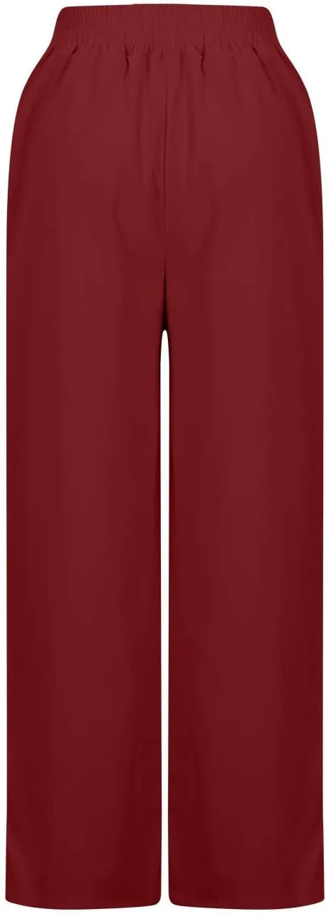Flowy Pants for Women Flowy Beach Pants Linen Palazzo Pants Summer Elastic Pants Workout Soft Pants Long Trousers