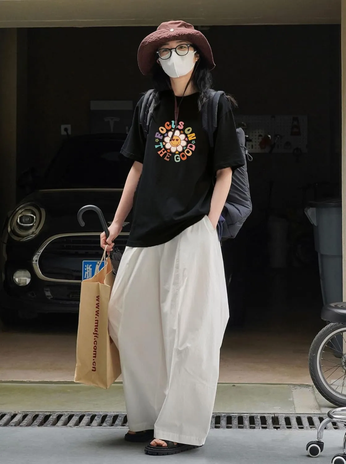 Focus On The Good Oversized Graphic T-Shirts Women Daisy Cute Flower Trendy Girls Preppy Shirt