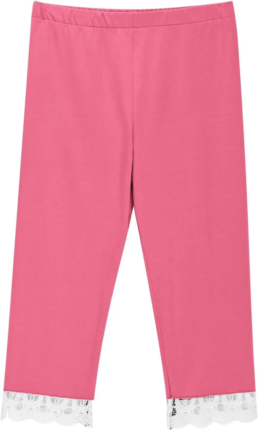 Girls Cutout Capri Leggings for Kids Yoga Cropped Pants Stretch Knee Length Lounge Pants Lace Trim Short Bottoms