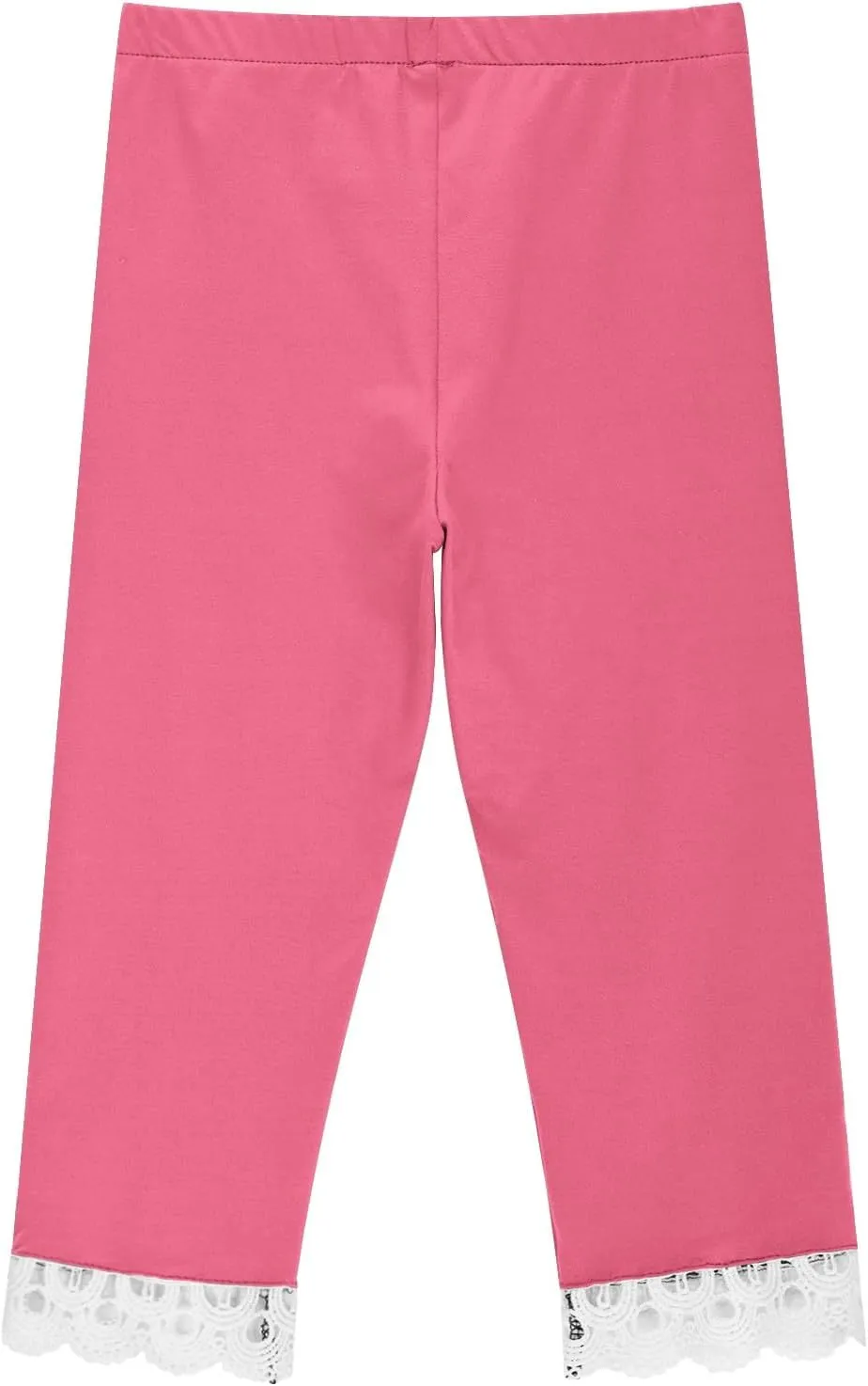 Girls Cutout Capri Leggings for Kids Yoga Cropped Pants Stretch Knee Length Lounge Pants Lace Trim Short Bottoms