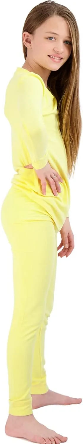 Girls’ Pajama Sets Multipack Snug Fit Soft Long Sleeve Pajama Tops & Sleepwear Pants