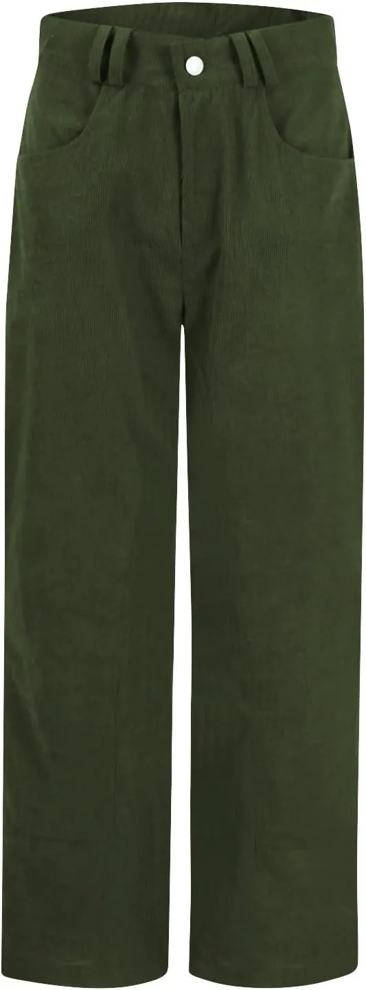 Gumipy Womens Corduroy Pants Trendy Casual Trousers Pants Loose Comfy Mid Rise Straight Leg Pants Lounge Pants with Pockets
