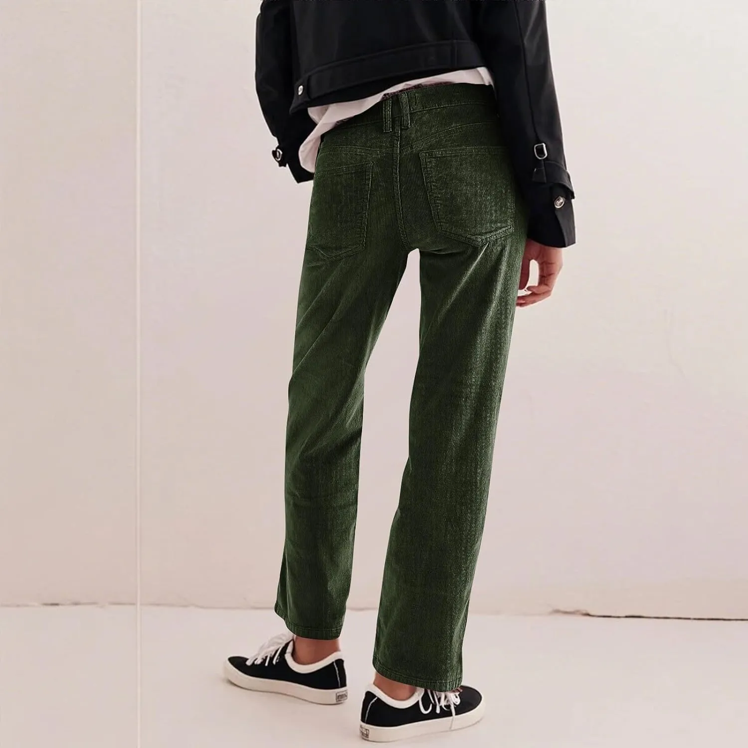 Gumipy Womens Corduroy Pants Trendy Casual Trousers Pants Loose Comfy Mid Rise Straight Leg Pants Lounge Pants with Pockets