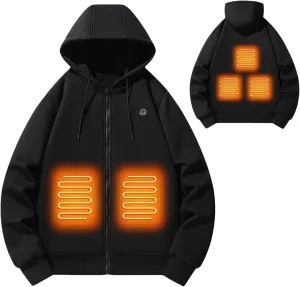 Heated Pullover Hoodies for Women Men Heated Lightweight Jacket Hooded USB Electric Sweatshirt Winter Outdoor Coat