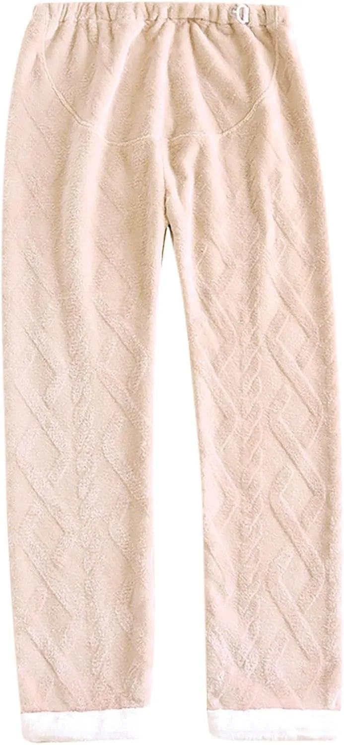 HGps8w Women's Adjustable Soft Flannel Pajama Pants Fleece Fuzzy Winter Warm Lounge Pants Comfy Pajama Bottoms Sleepwear