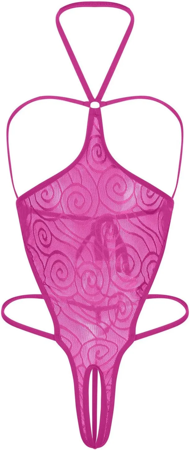 HTHJSCO Lingerie Women Sexy Lace Babydoll Sleepwear Transparent Perspective Open file Corset Teddy Underwear Nightwear