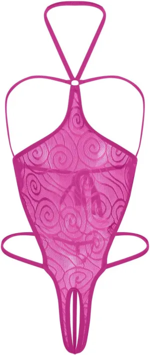 HTHJSCO Lingerie Women Sexy Lace Babydoll Sleepwear Transparent Perspective Open file Corset Teddy Underwear Nightwear