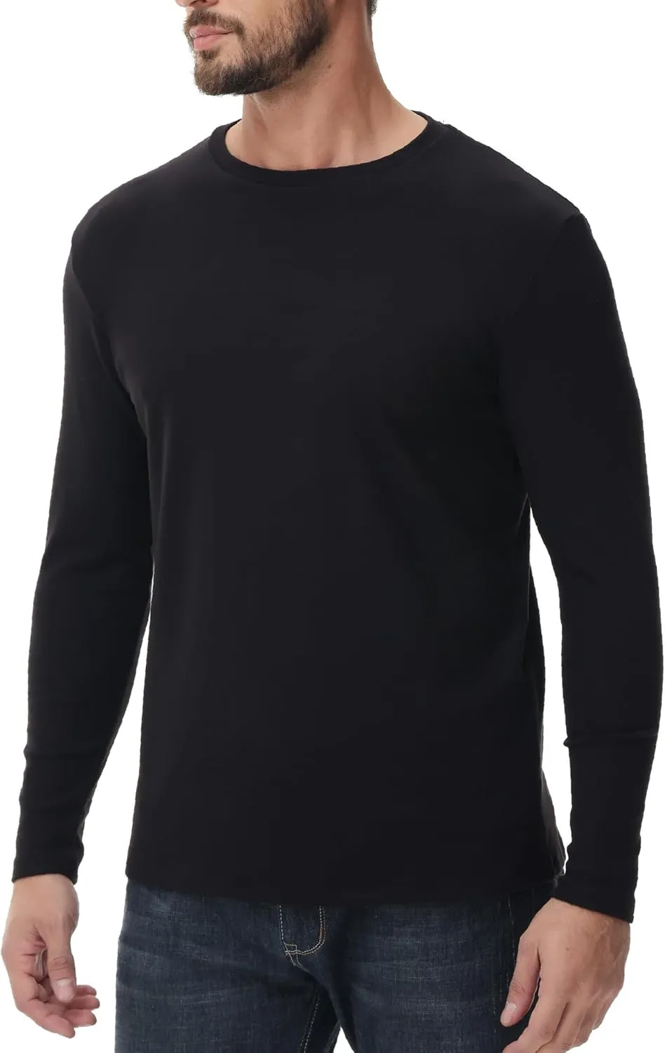 HUGE SPORTS Thermal Underwear for Men Long Sleeve Thermal Shirts Fleece Lined Crew Neck Base Layer Thermal Underwear Top