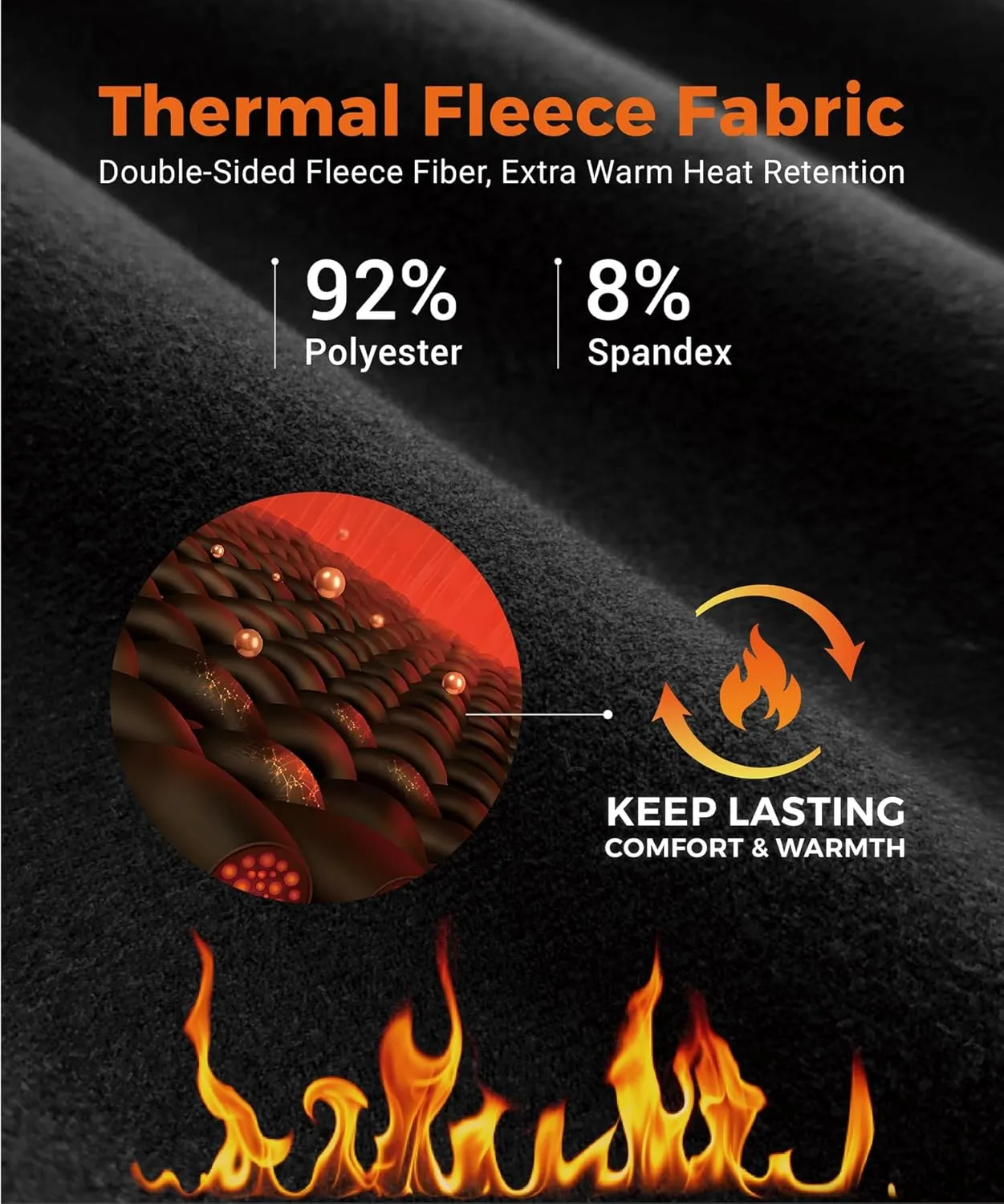 HUGE SPORTS Thermal Underwear for Men Long Sleeve Thermal Shirts Fleece Lined Crew Neck Base Layer Thermal Underwear Top