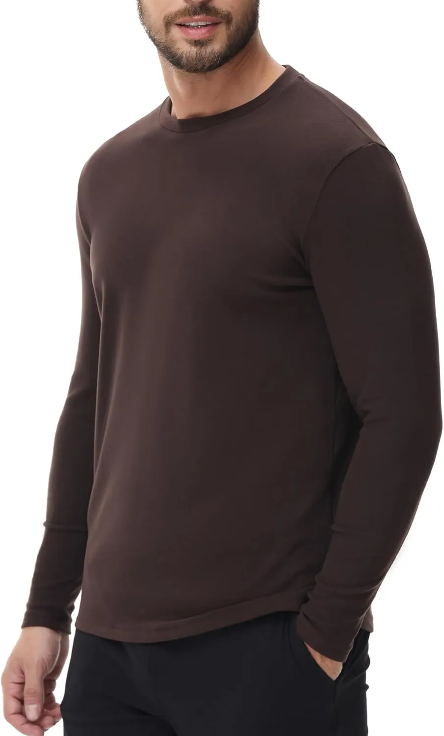 HUGE SPORTS Thermal Underwear for Men Long Sleeve Thermal Shirts Fleece Lined Crew Neck Base Layer Thermal Underwear Top