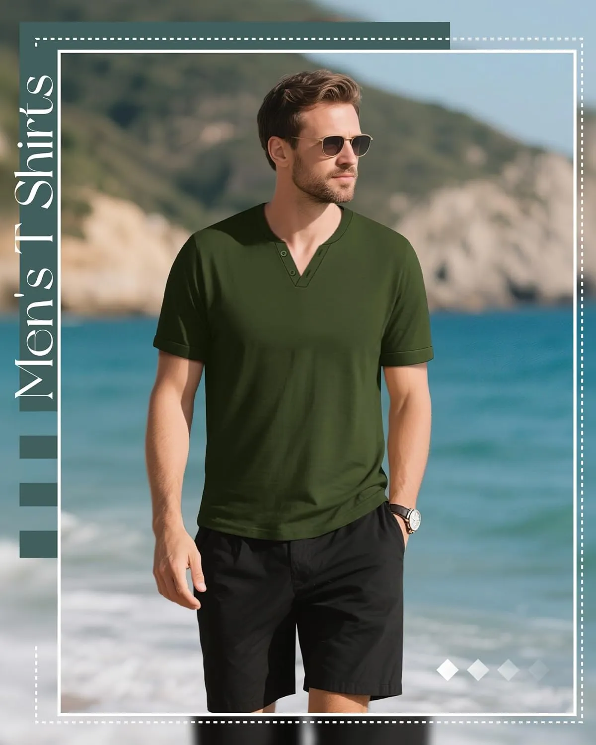 Huukeay 3 Pack Big and Tall Men's Short Sleeve Henley T Shirts Cotton Summer Casual Basic Tee Button Lightweight Stretch Top