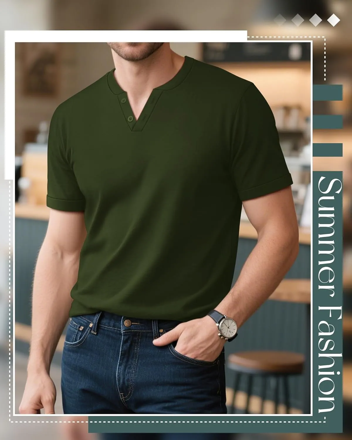 Huukeay 3 Pack Big and Tall Men's Short Sleeve Henley T Shirts Cotton Summer Casual Basic Tee Button Lightweight Stretch Top
