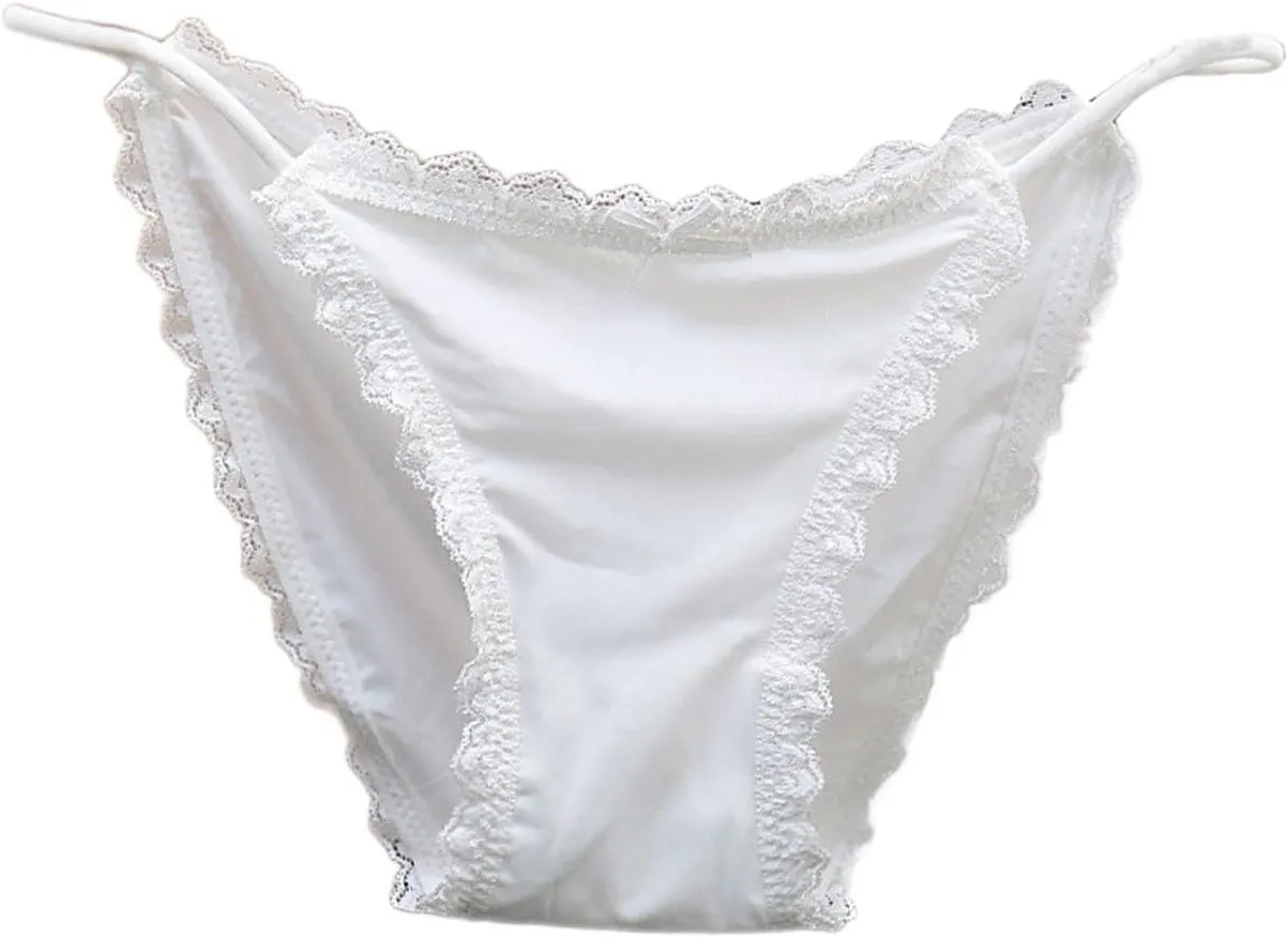 Ice Silk Sexy Panties for Women No Show Lace Bikini Panties Soft Underwear Funny Low Rise Cute Thongs Plus Size