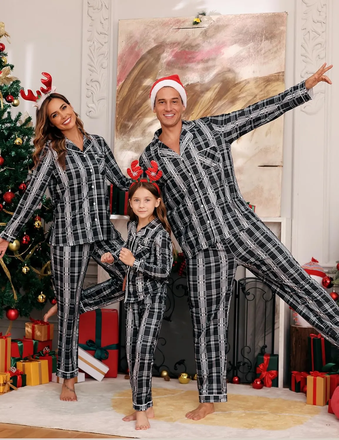 iClosam Christmas Family Matching Pajamas Long Sleeve Button Down Pj Set Festival Party Sleepwear