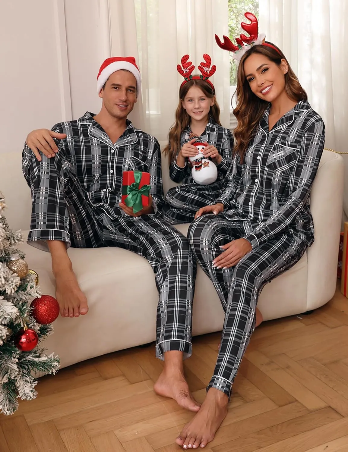 iClosam Christmas Family Matching Pajamas Long Sleeve Button Down Pj Set Festival Party Sleepwear
