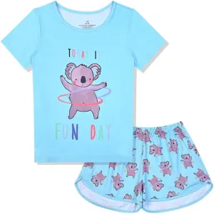 Jxstar Classic Girls Short-Sleeved Pajamas Two-Piece Summer Pj Sets 3-13Y
