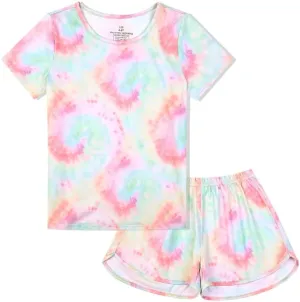 Jxstar Classic Girls Short-Sleeved Pajamas Two-Piece Summer Pj Sets 3-13Y