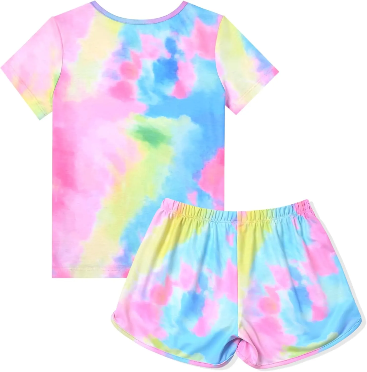 Jxstar Classic Girls Short-Sleeved Pajamas Two-Piece Summer Pj Sets 3-13Y