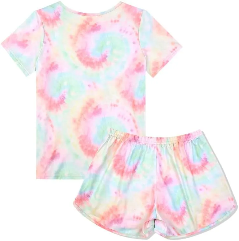 Jxstar Classic Girls Short-Sleeved Pajamas Two-Piece Summer Pj Sets 3-13Y